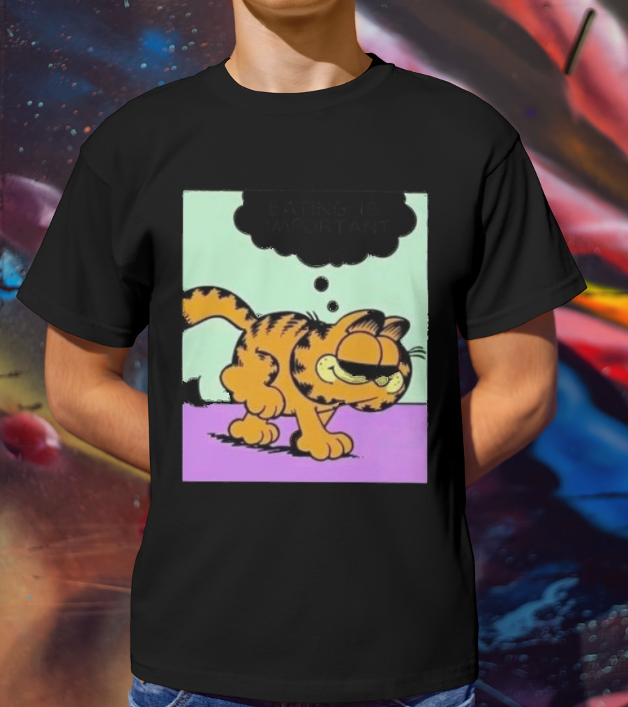 Garfield Eating Is Important Cartoon Character Comic Strip Image T-Shirt