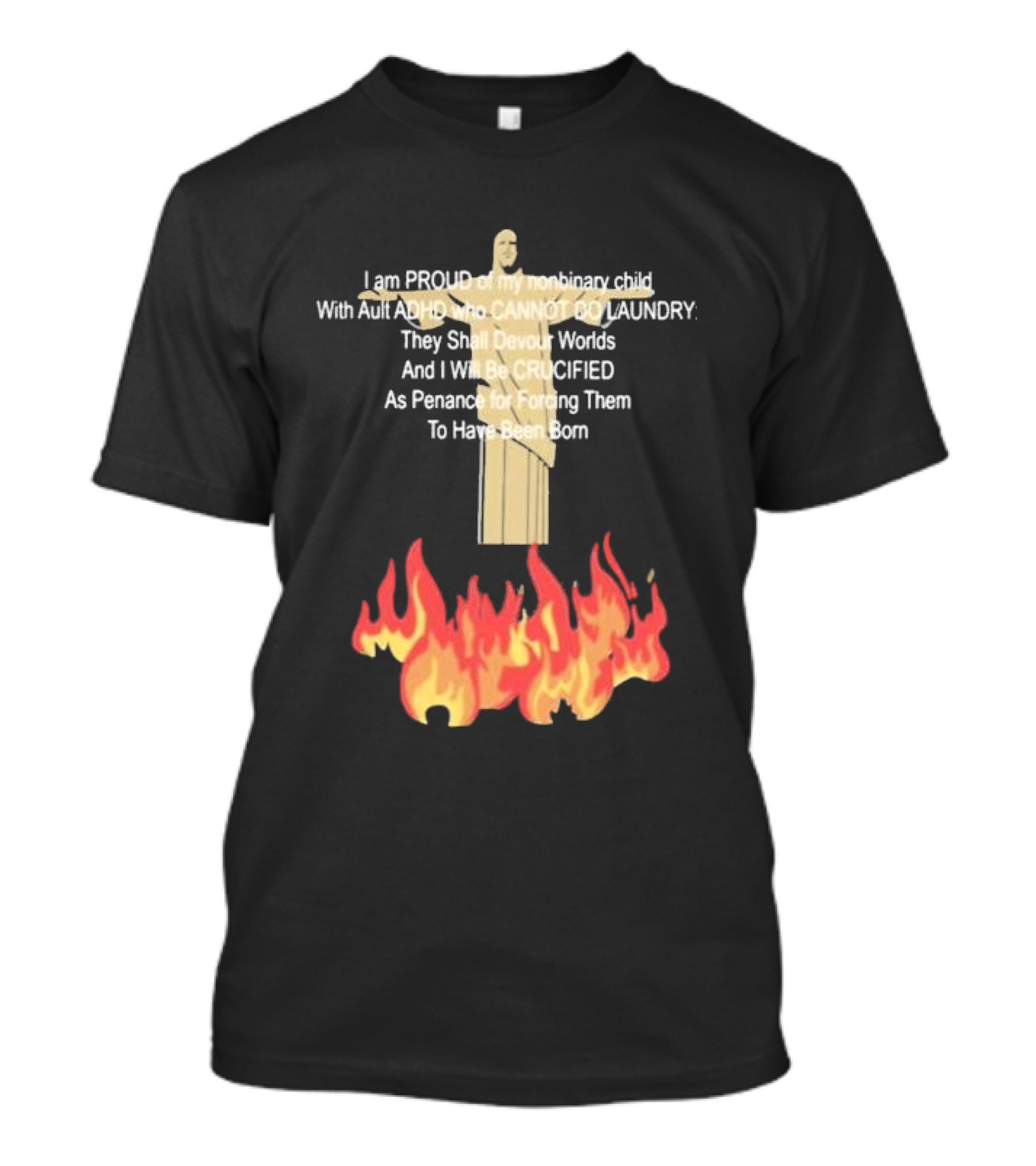 I Am Proud Of My Nonbinary Child With Adult ADHD Cannot Do Laundry Devour Worlds Crucified Penance T-Shirt