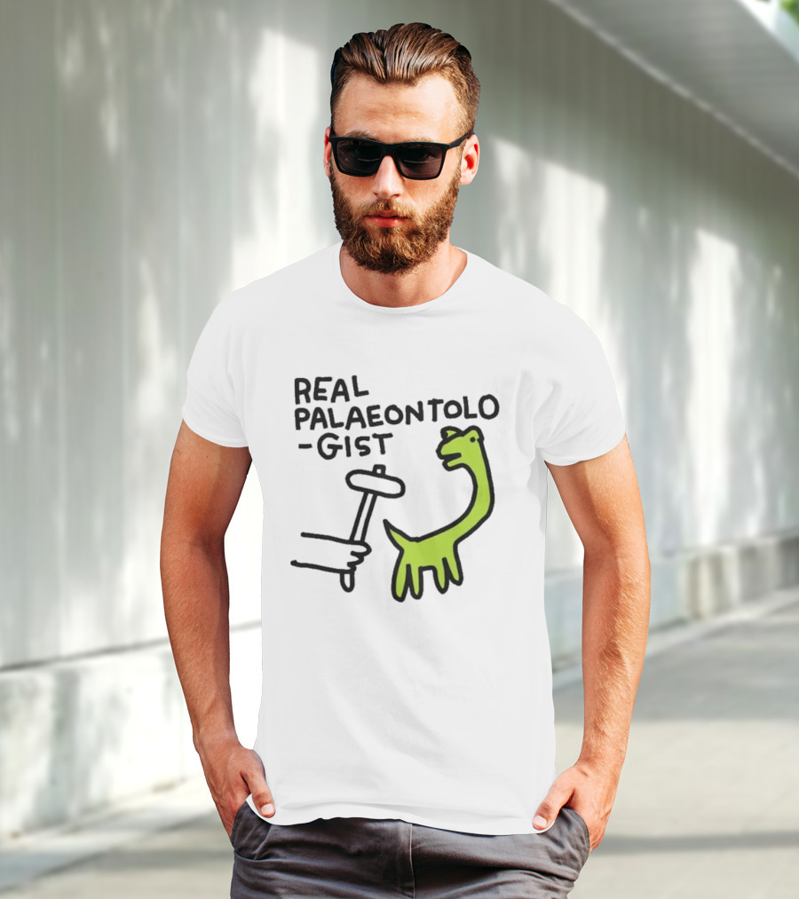 Real Palaeontologist Dinosaur Hammer Green Hand Drawing T-Shirt