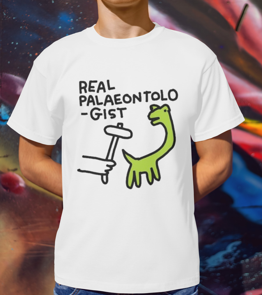 Real Palaeontologist Dinosaur Hammer Green Hand Drawing T-Shirt