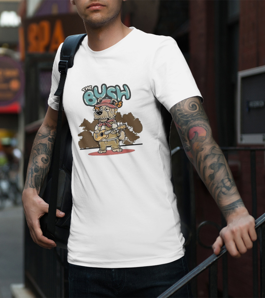 The Bush Bandits Kelpie Dog Wearing Cork Hat And Playing Guitar T-Shirt