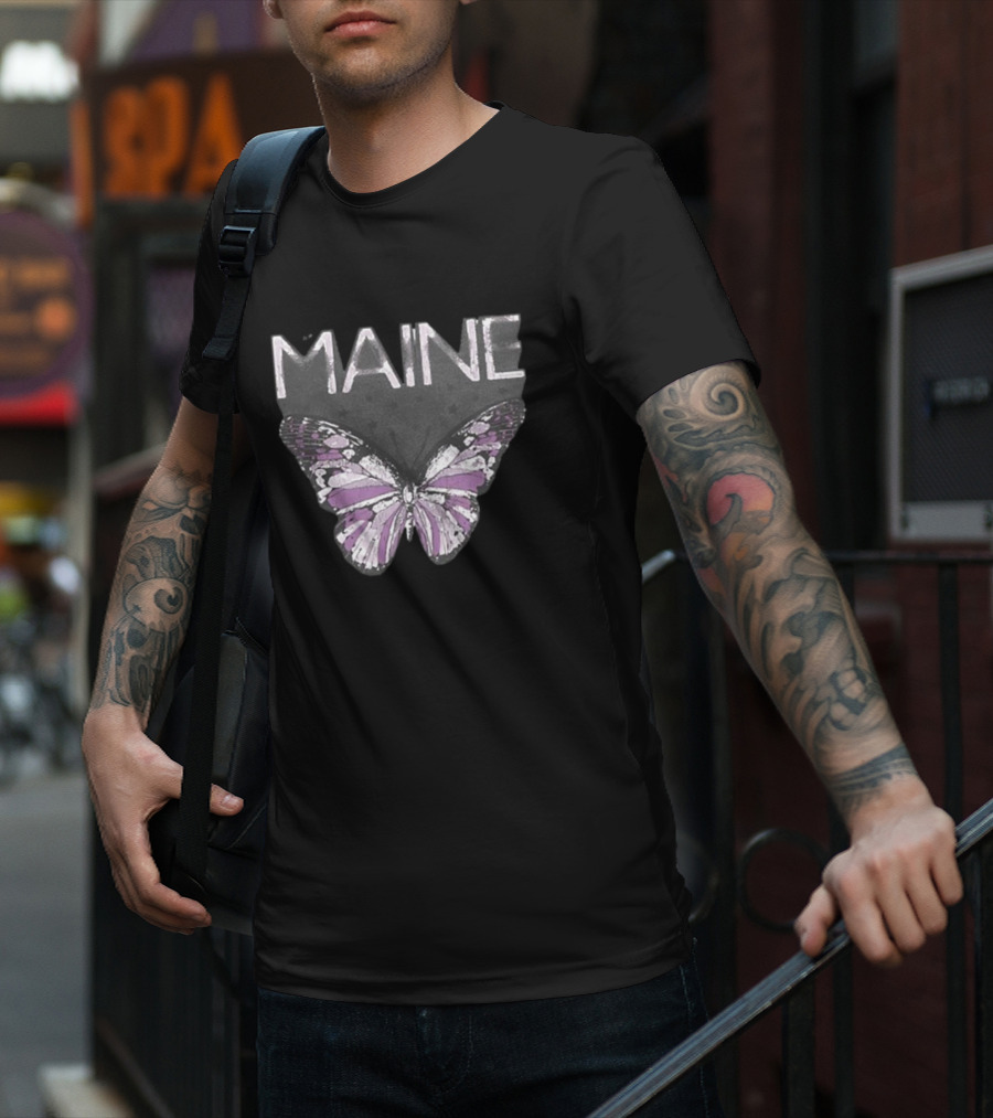 Maine Retro Butterfly Motif T-Shirt