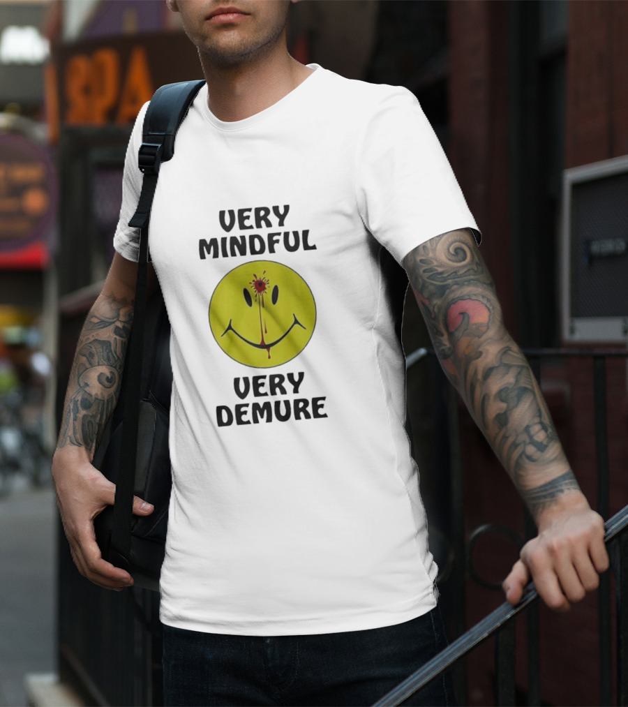 Very Mindful Very Demure Bloodied Smiley Face Icon T-Shirt