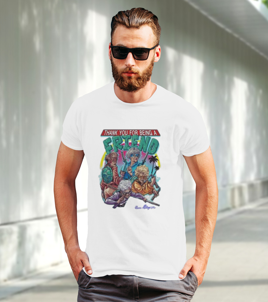 Thank You For Being A Friend Ninja Parody Music Vintage Style Characters T-Shirt