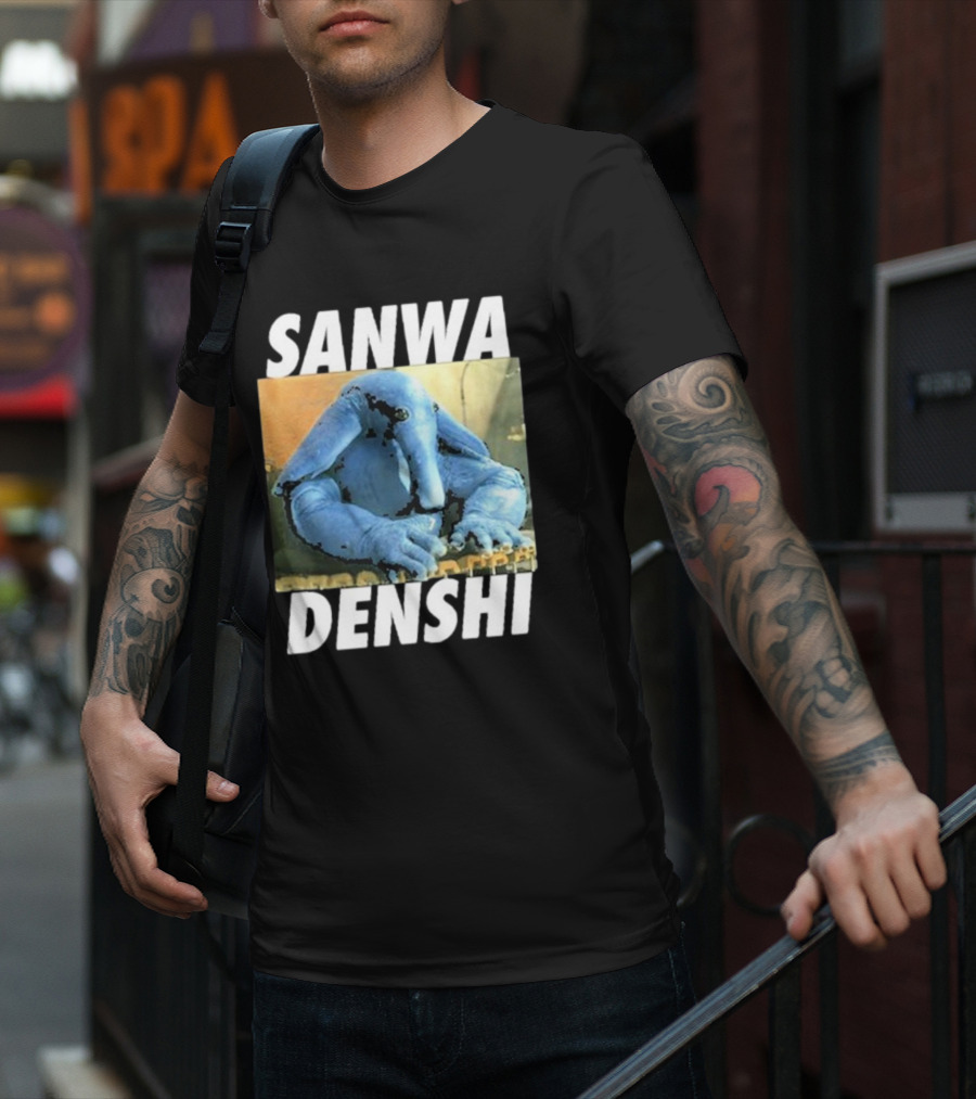 SANWA DENSHI Blue Elephant Playing Keyboards T-Shirt