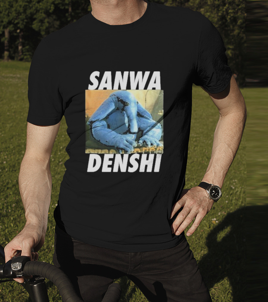 SANWA DENSHI Blue Elephant Playing Keyboards T-Shirt