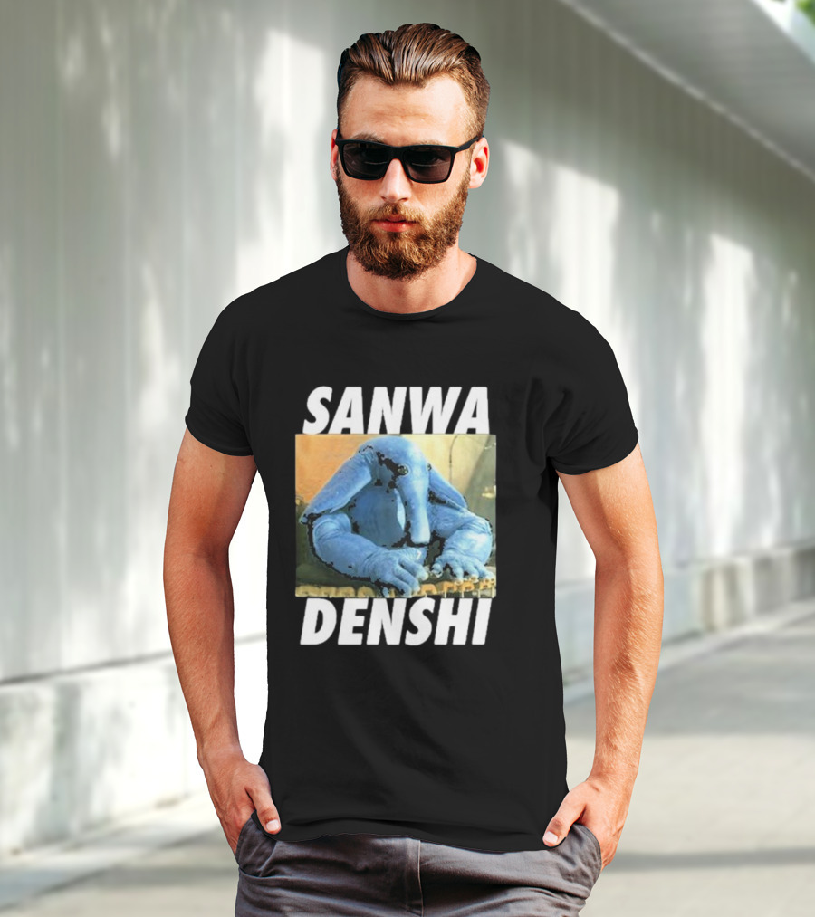 SANWA DENSHI Blue Elephant Playing Keyboards T-Shirt