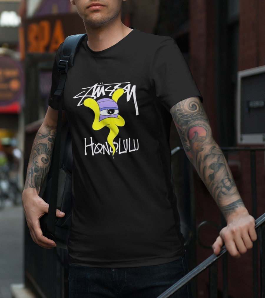 Stussy Honolulu Yellow Ghost Eye T-Shirt