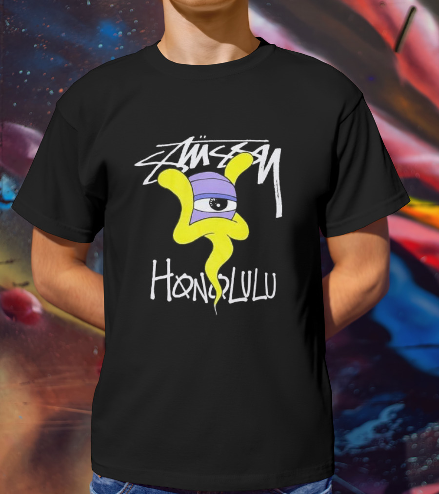 Stussy Honolulu Yellow Ghost Eye T-Shirt