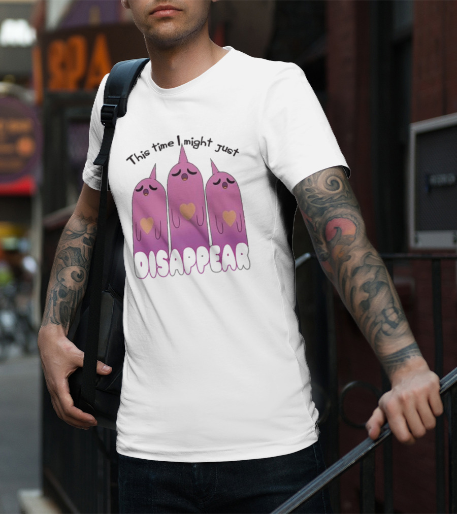 This Time I Might Just Disappear Pink Ghost Trio With Hearts T-Shirt