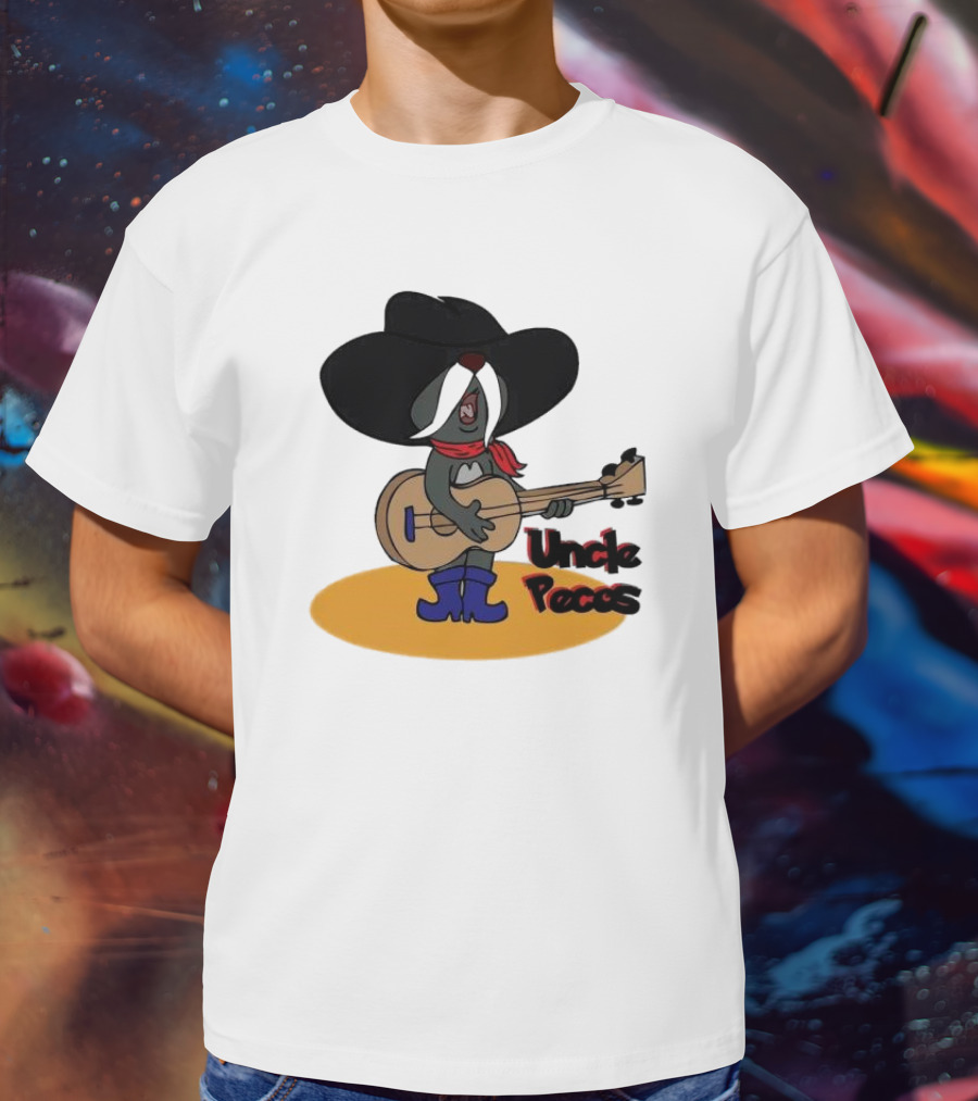 Tom And Jerry Uncle Pecos Playing Guitar With Big Black Hat And Red Scarf T-Shirt