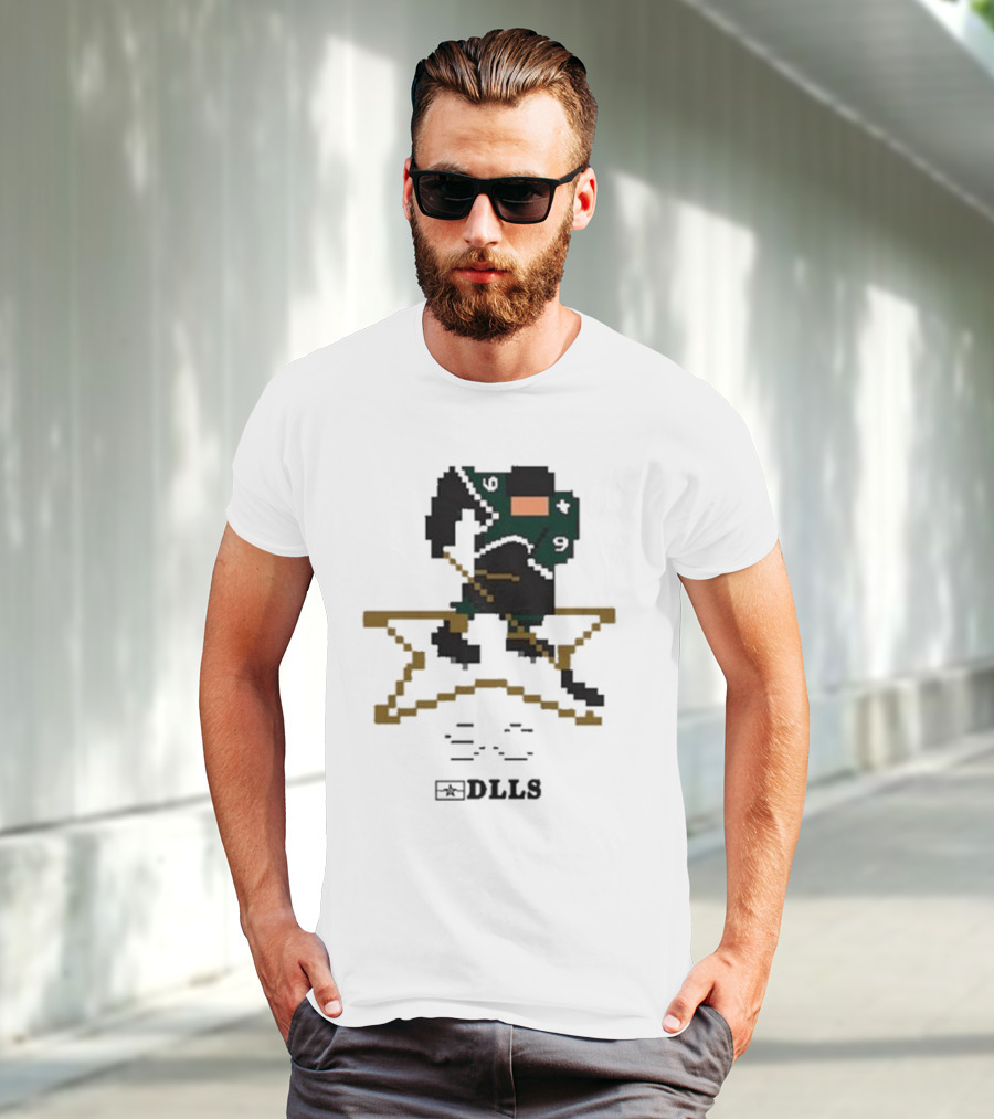 Dallas Stars DLLS 16 Bit Pixel Art Hockey Player T-Shirt