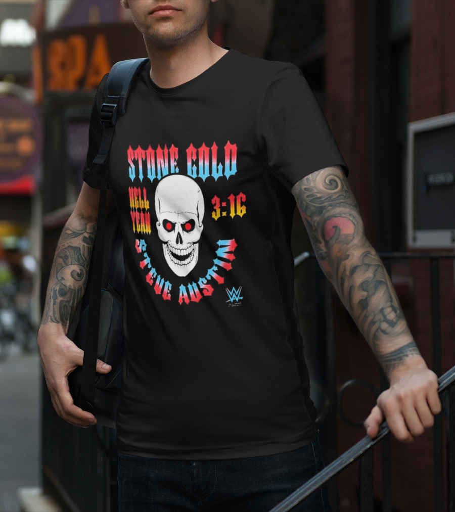 Stone Cold Steve Austin 3 16 Hell Yeah WWE Skull T-Shirt