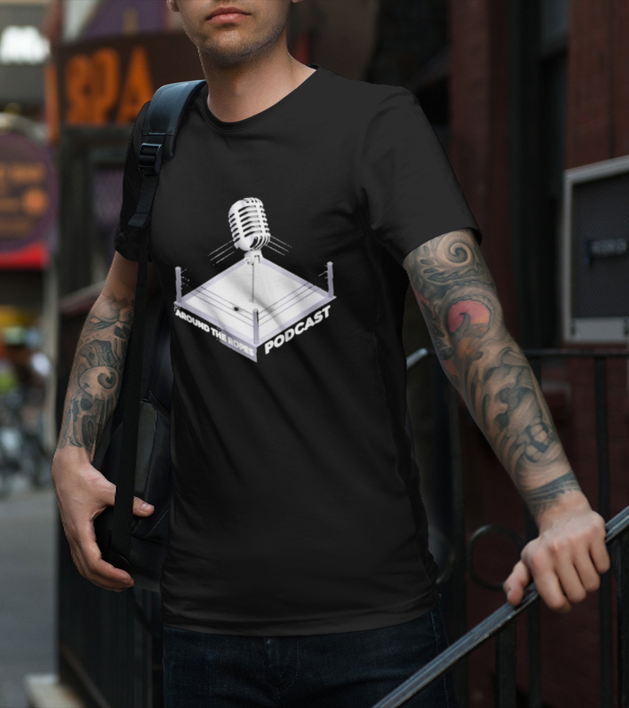 Around The Ropes Podcast Boxing Ring Microphone T-Shirt