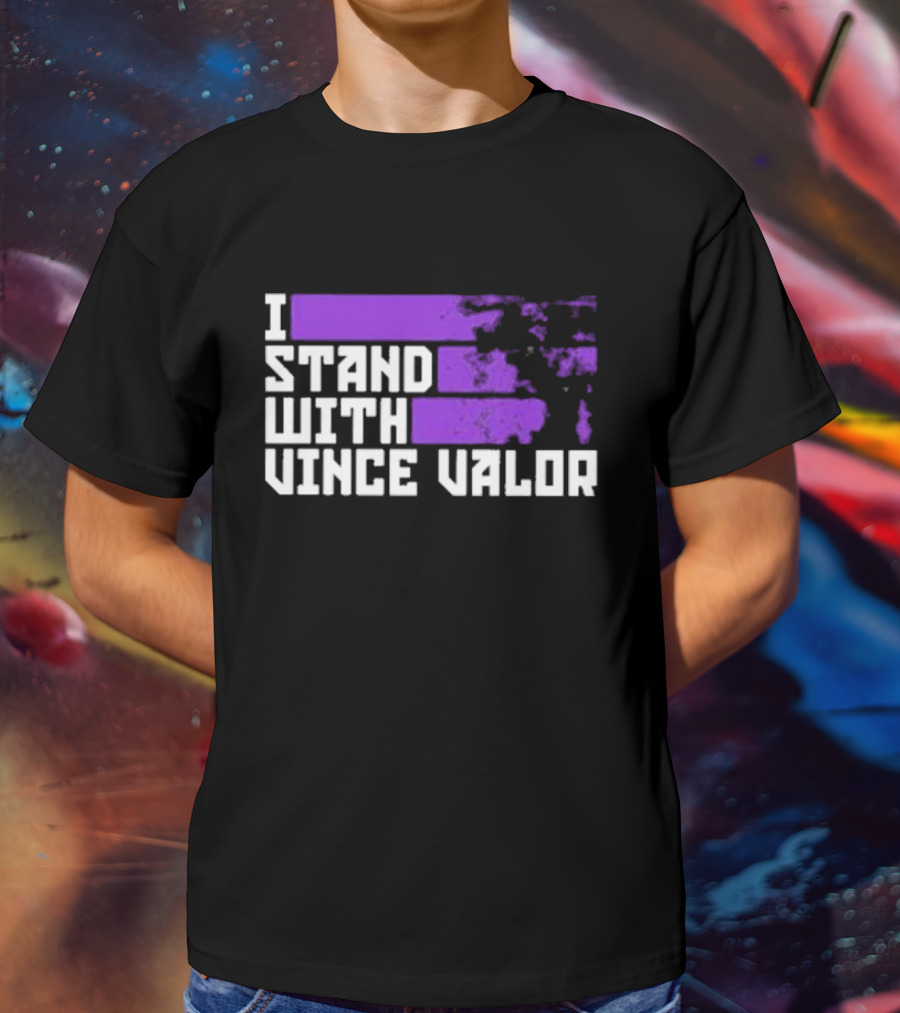 I Stand With Vince Valor Purple Distressed Flag T-Shirt