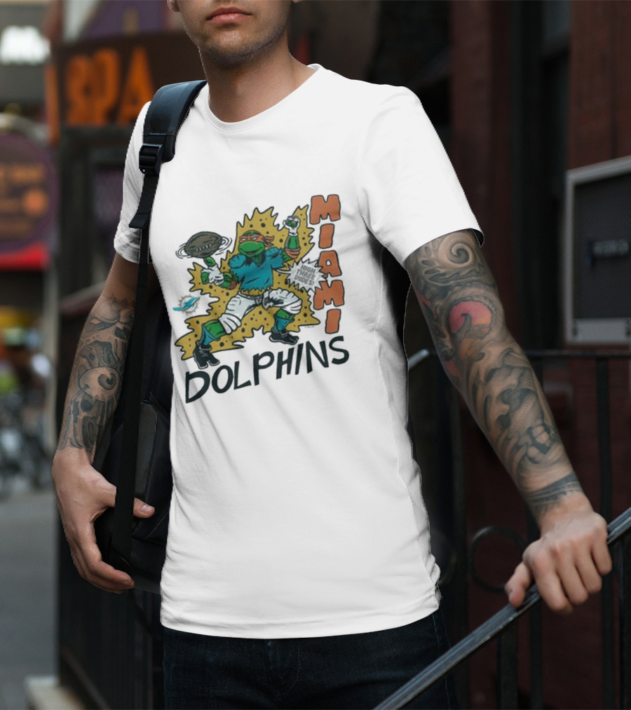 TMNT Michelangelo Miami Dolphins Crossover Comic T-Shirt