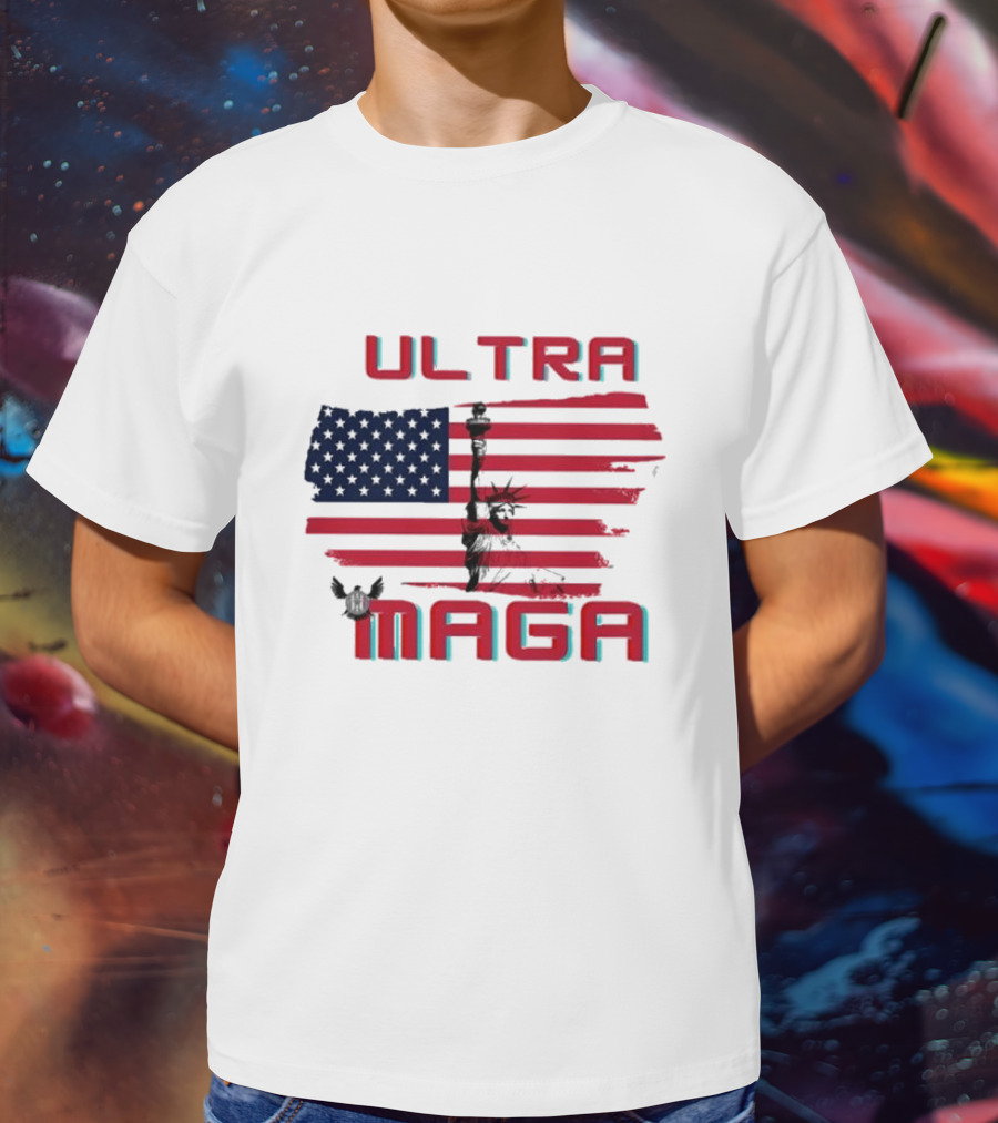 Ultra Maga American Flag With Statue Of Liberty And Eagle T-Shirt