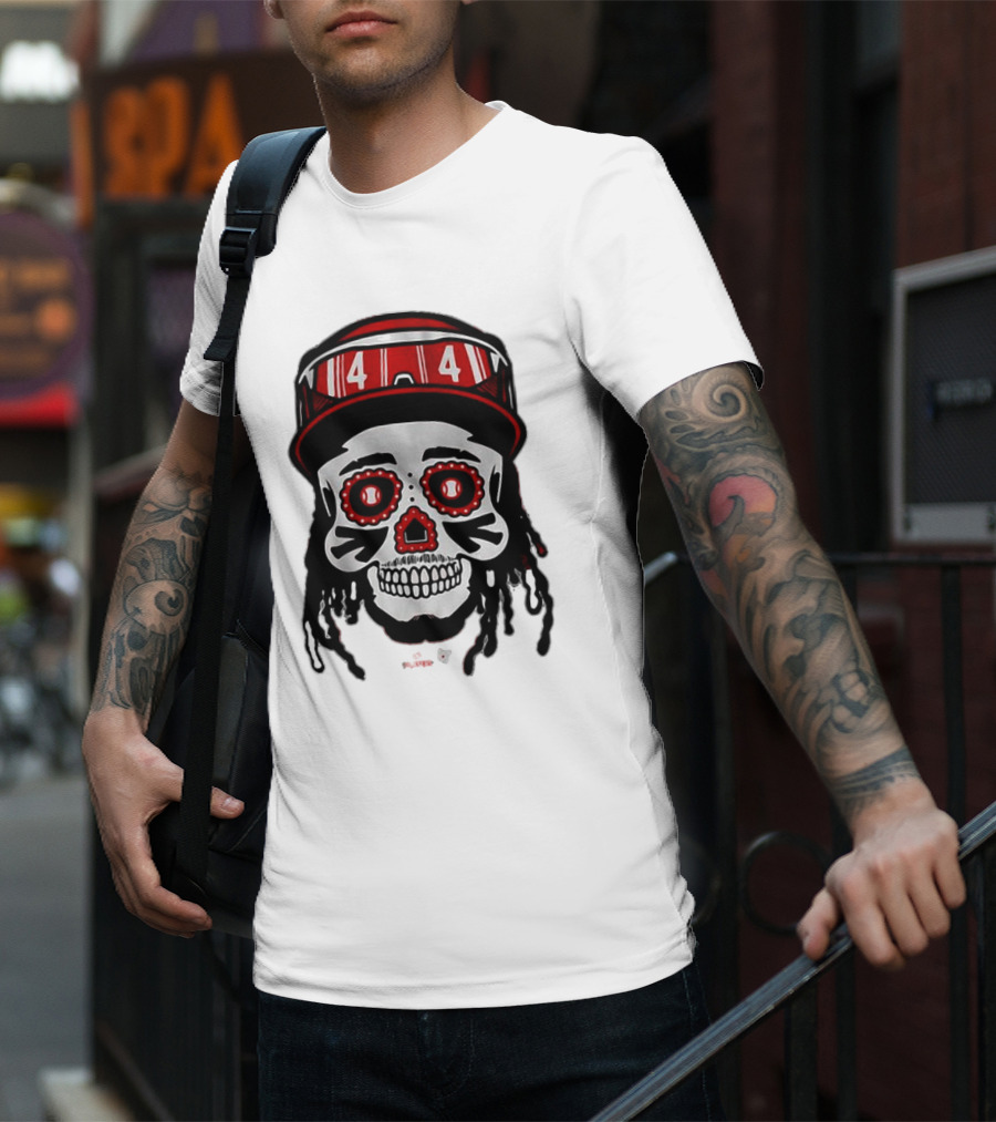 Elly De La Cruz Sugar Skull 44 Red Helmet T-Shirt