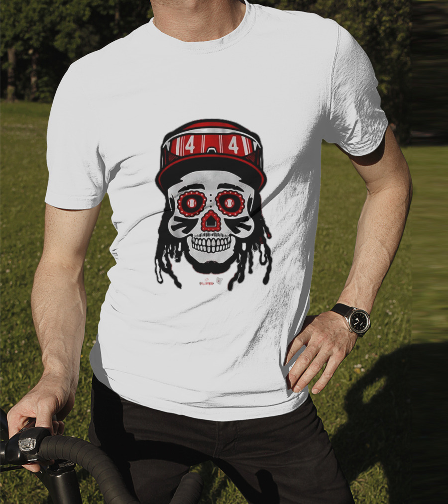 Elly De La Cruz Sugar Skull 44 Red Helmet T-Shirt