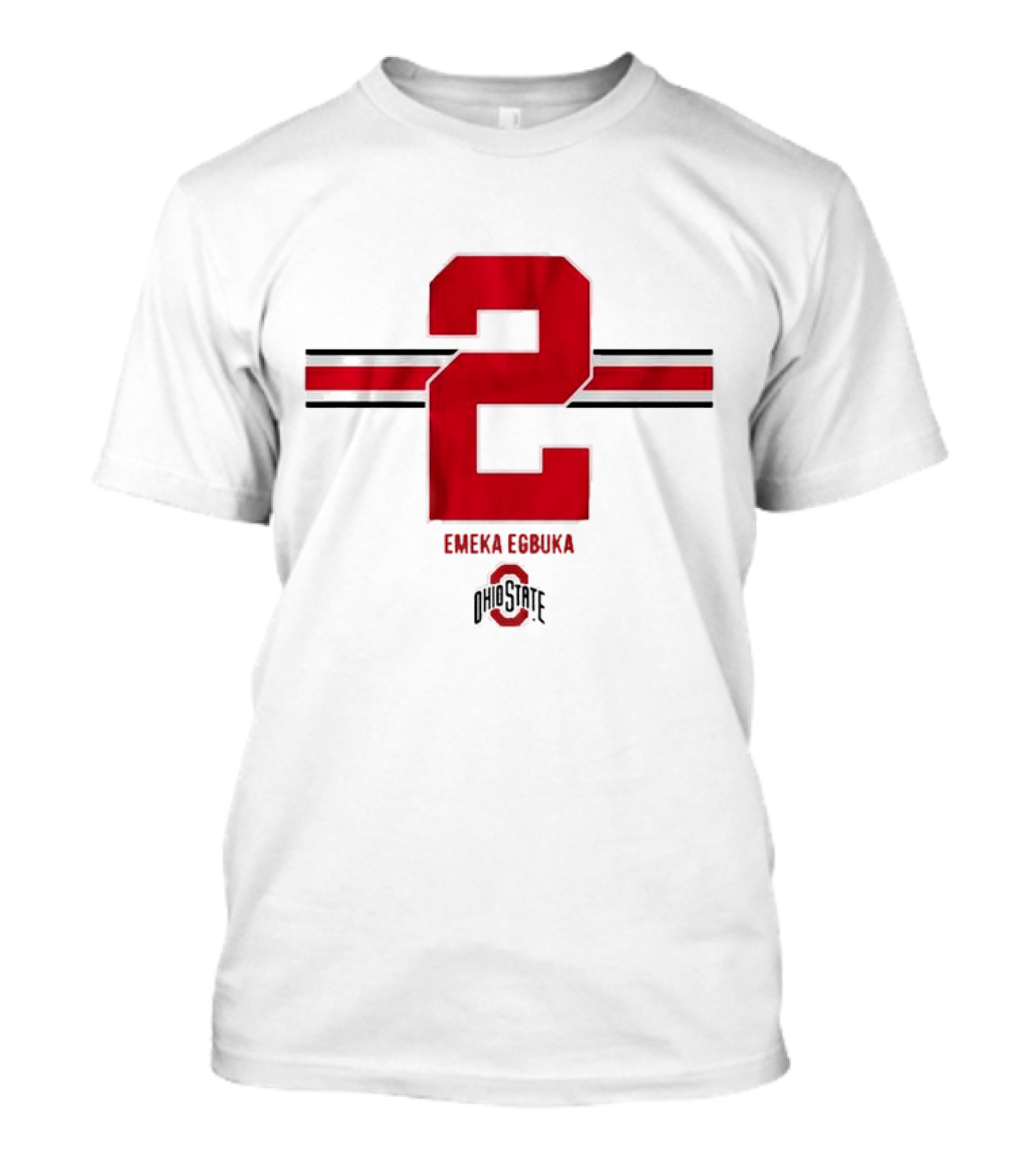 Emeka Egbuka Ohio State Football Number 2 Red Stripe T-Shirt