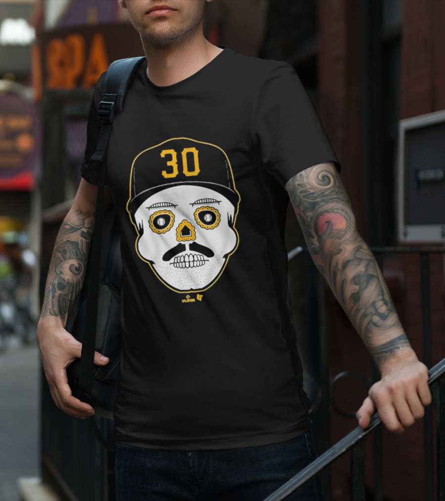 Paul Skenes Sugar Skull 30 Cap Black And Yellow T-Shirt