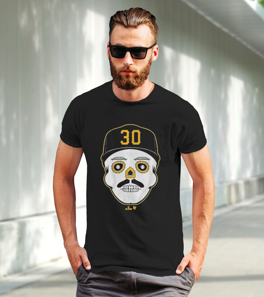 Paul Skenes Sugar Skull 30 Cap Black And Yellow T-Shirt