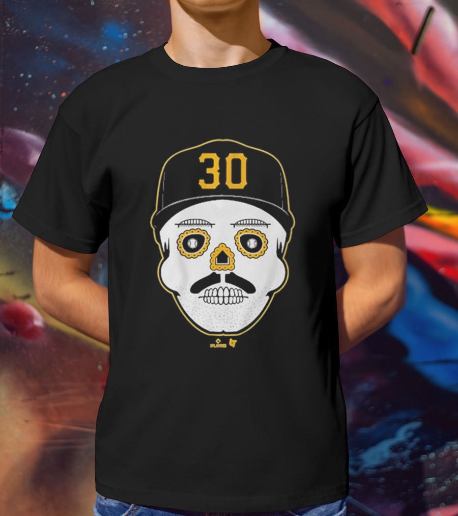 Paul Skenes Sugar Skull 30 Cap Black And Yellow T-Shirt