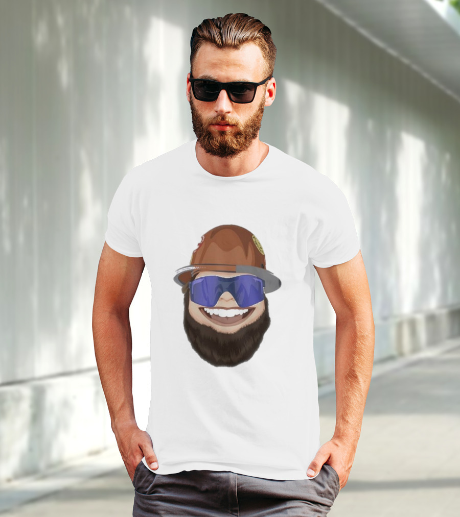 Ricky And The Boss Bearded Smiling Face With Sunglasses And Hard Hat T-Shirt