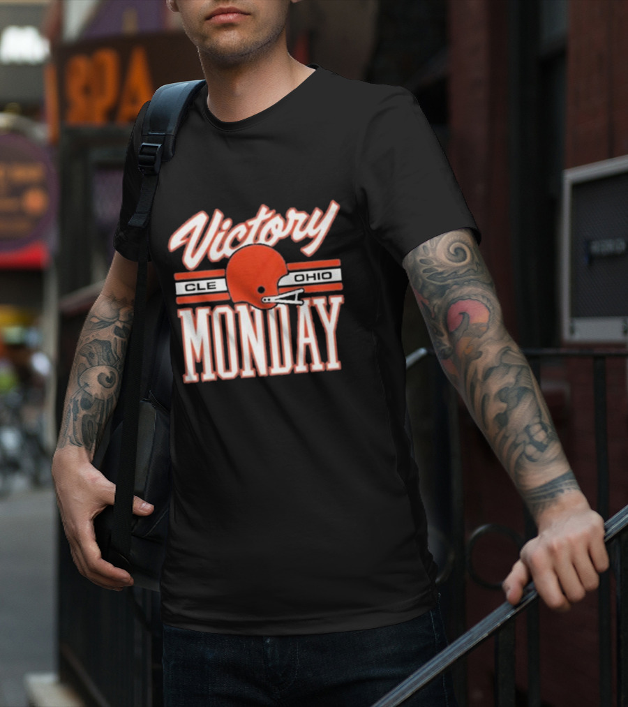 Victory Monday Cle Ohio Football Helmet T-Shirt