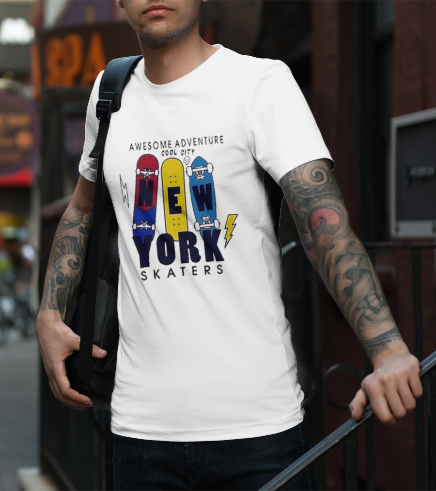 Awesome Adventure New York Skaters Cool City Lightning T-Shirt