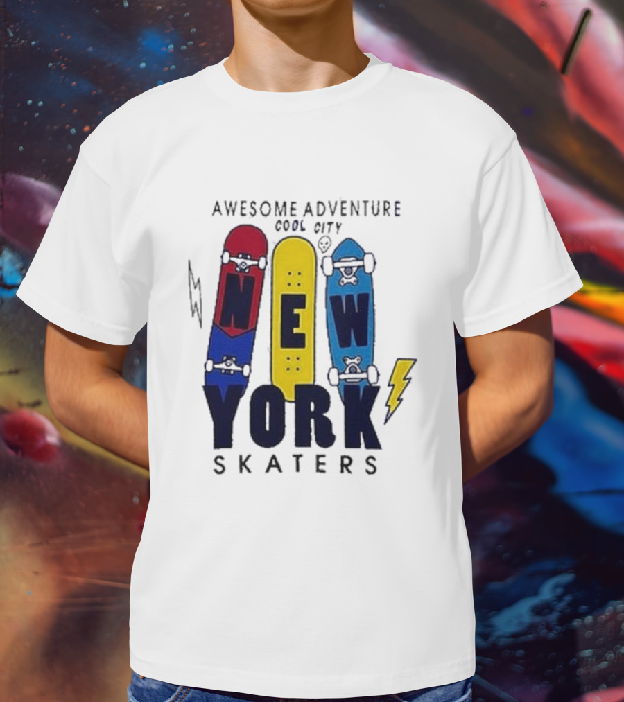 Awesome Adventure New York Skaters Cool City Lightning T-Shirt