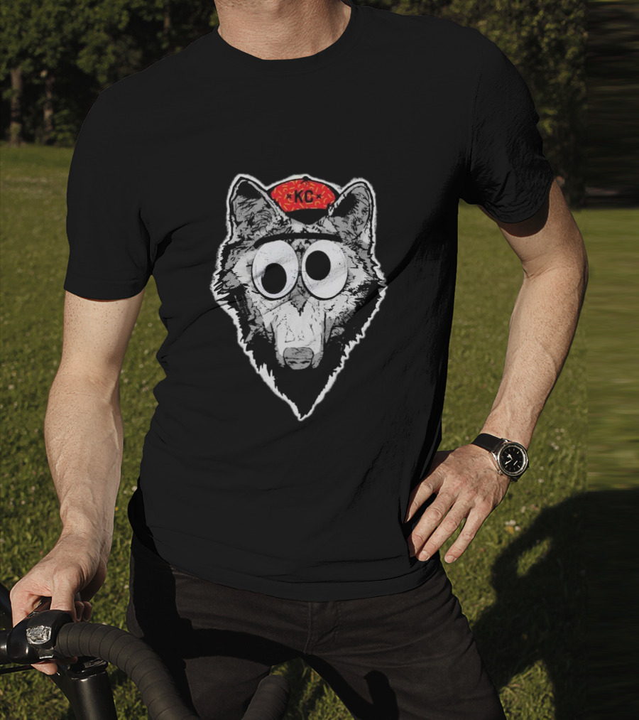 KC Kansas City Wolf Pack Wolves Googly Eyes Red Hat T-Shirt