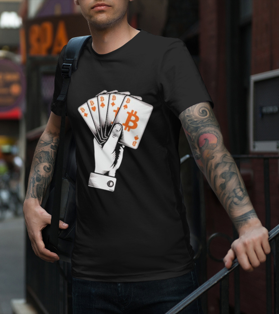 Bitcoin Royal Flush Playing Cards T-Shirt