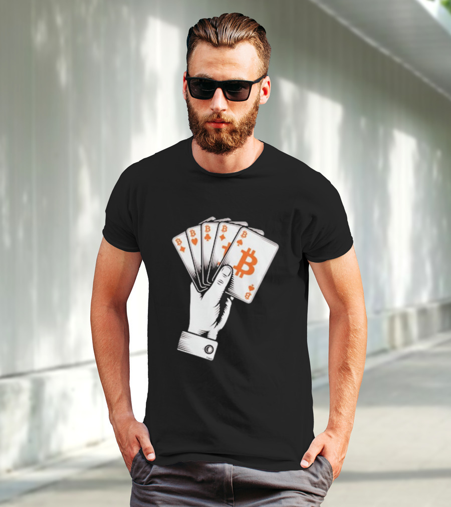 Bitcoin Royal Flush Playing Cards T-Shirt