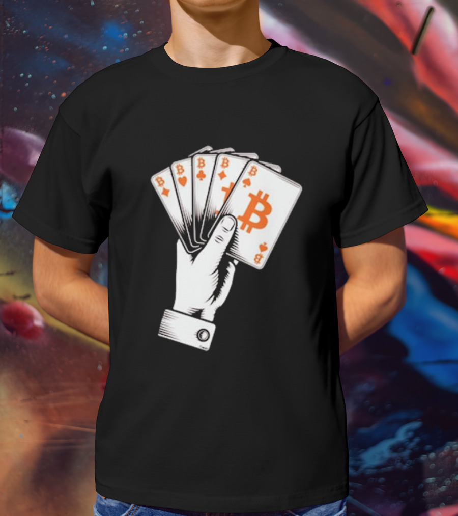 Bitcoin Royal Flush Playing Cards T-Shirt