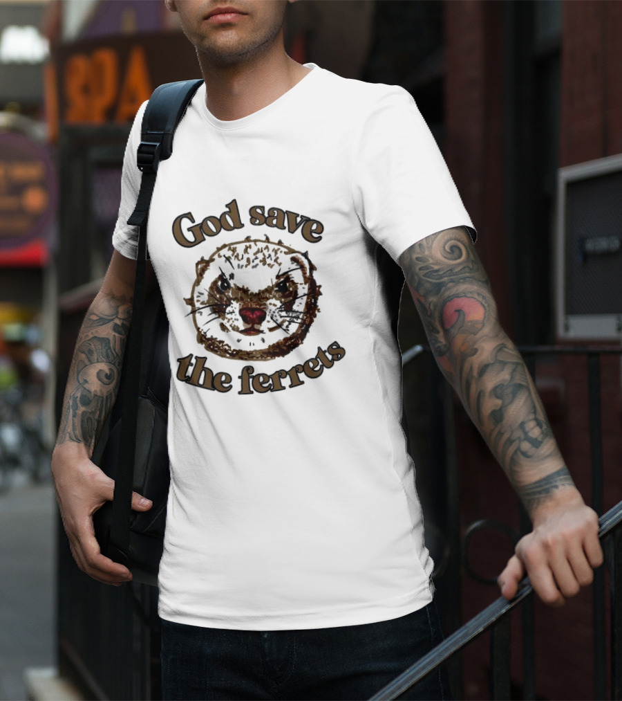 God Save The Ferrets Ferret Face T-Shirt