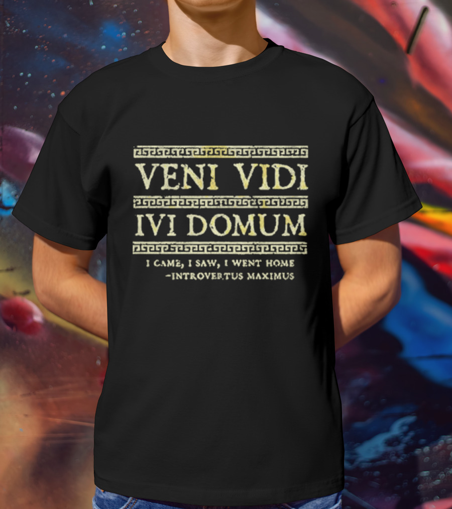 Veni Vidi Ivi Domum I Came I Saw I Went Home Introvertus Maximus Roman Style Humor T-Shirt