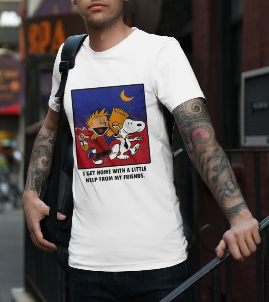 Criminal Simpsons Snoopy And Friends Get Home With A Little Help Under Moon T-Shirt