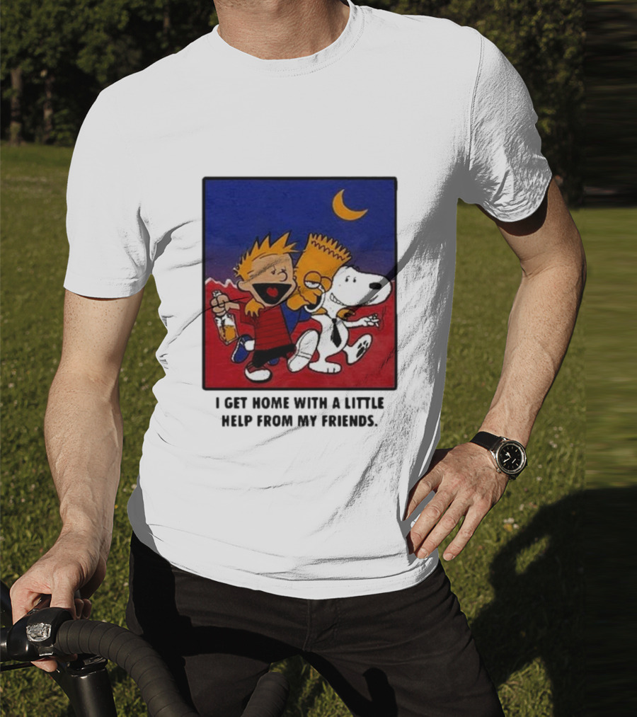 Criminal Simpsons Snoopy And Friends Get Home With A Little Help Under Moon T-Shirt