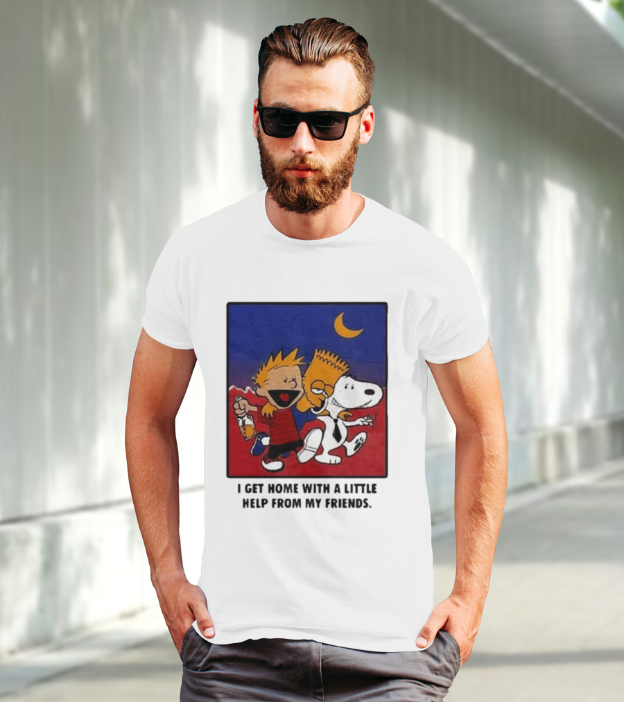 Criminal Simpsons Snoopy And Friends Get Home With A Little Help Under Moon T-Shirt