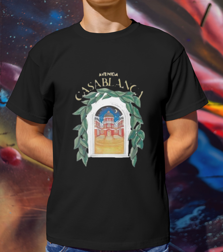 Casablanca Avenida Night Scene With Moonlit Architectural View T-Shirt