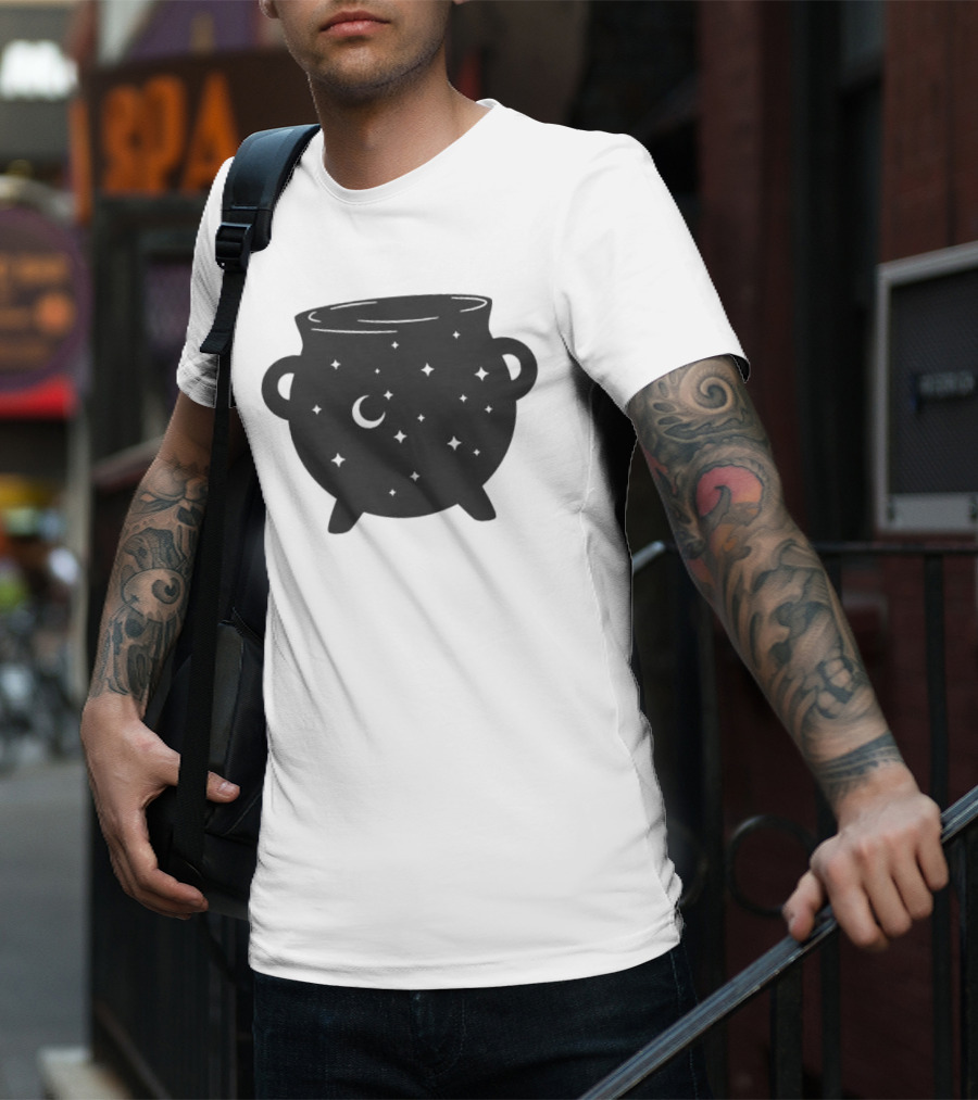 Celestial Cauldron Moon Star Cosmic Mystical Witchy Occult Vintage T-Shirt