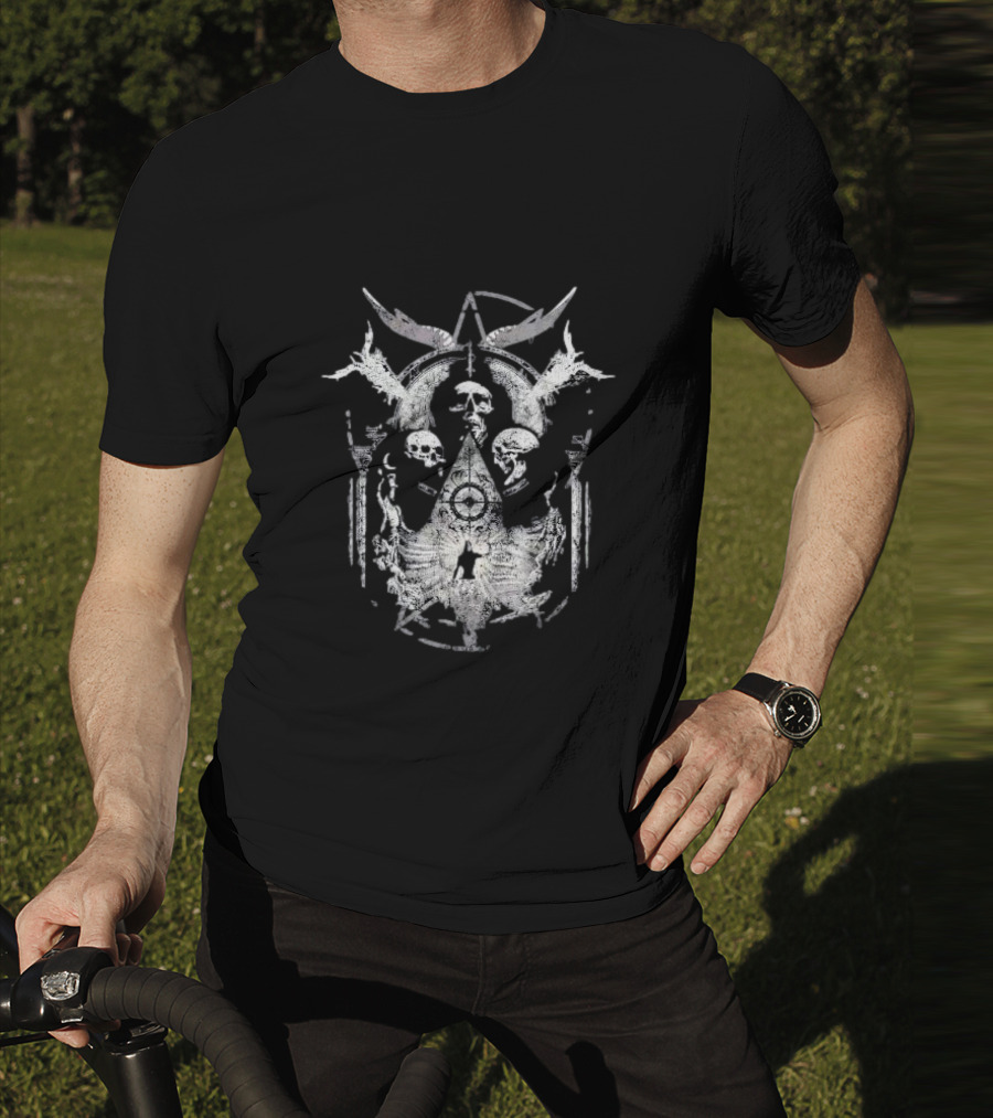 New Rare Gothic Aesthetic Occult Symbolic Design With Skulls And Mystical T-Shirt