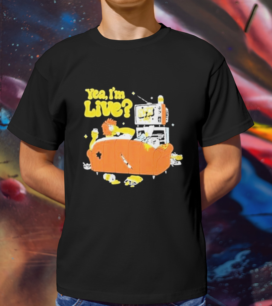 The Simpsons Yea I'm Live Funny Couch Potato Scene T-Shirt