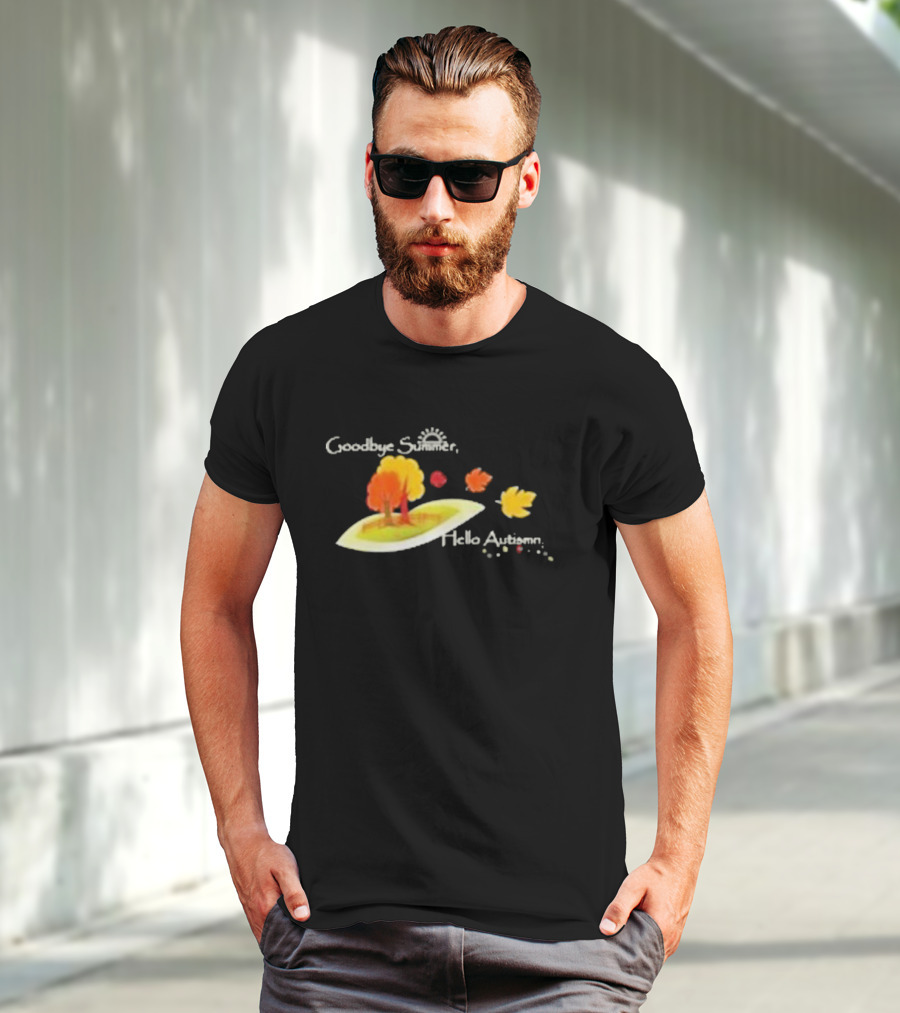 Goodbye Summer Hello Autumn With Colorful Falling Leaves And Trees T-Shirt