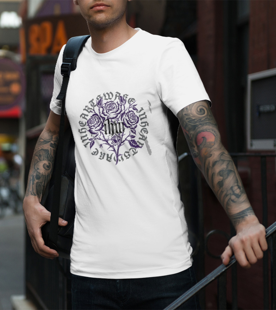 In Hearts Wake Purple Floral Arrangement Typography T-Shirt