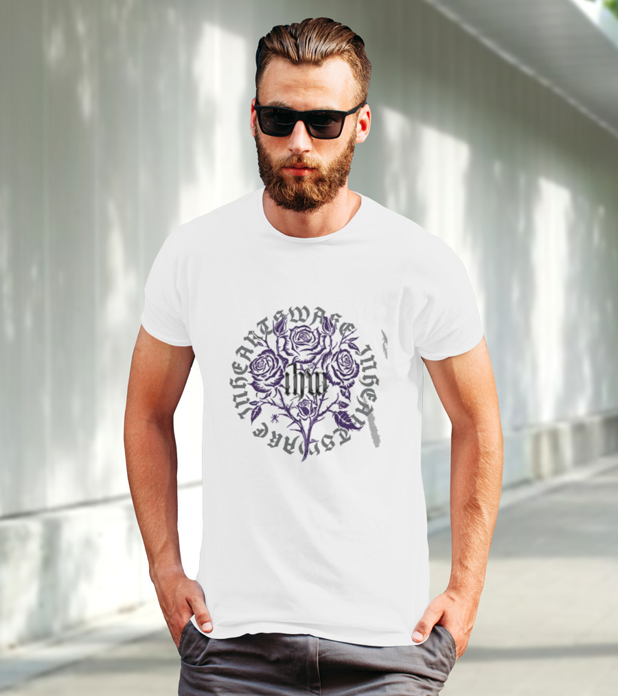 In Hearts Wake Purple Floral Arrangement Typography T-Shirt