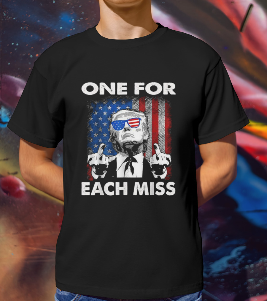 One For Each Miss American Flag Sunglasses Middle Finger T-Shirt