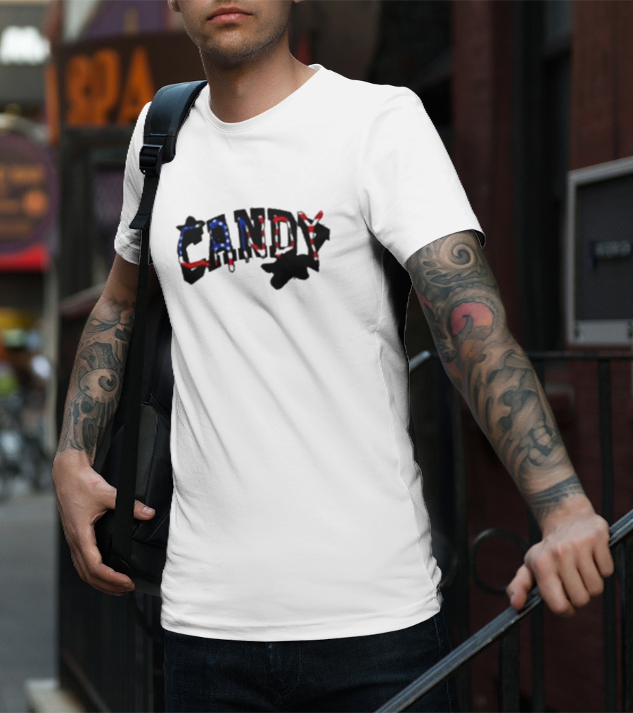 Candy Flipping America Patriotic Red Blue Shadows T-Shirt
