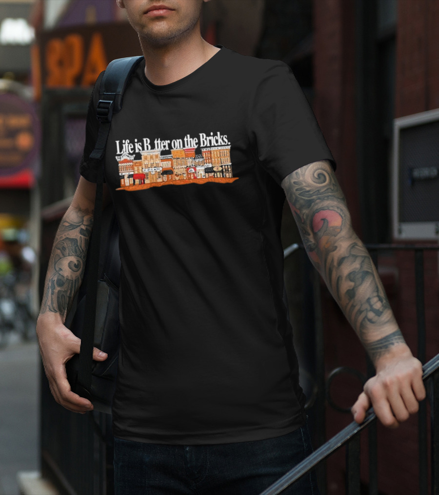 Life Is Better On The Bricks Vintage Downtown Street Scene T-Shirt